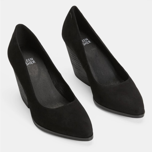 Eileen Fisher Shoes - Eileen Fisher Black Hawk Suede Heels Pump Size 11 EUC